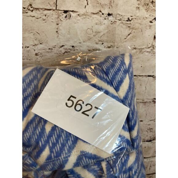 Chaps Top Womens Medium Blue Zig Zag Print Lace Up Long Sleeve Stretch Cotton - Picture 9 of 12